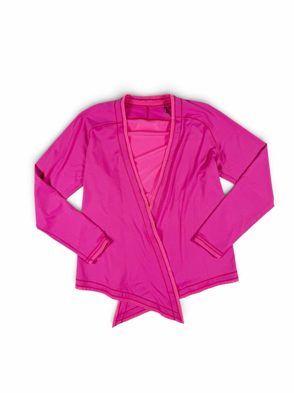 Title Nine Diamalete Mesh Back Open Cardigan Pink Tie Front Small